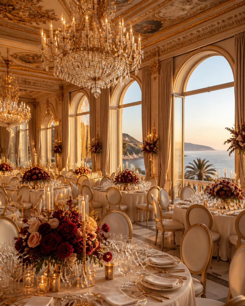 Salle de mariage élégante sur la Côte d'Azur